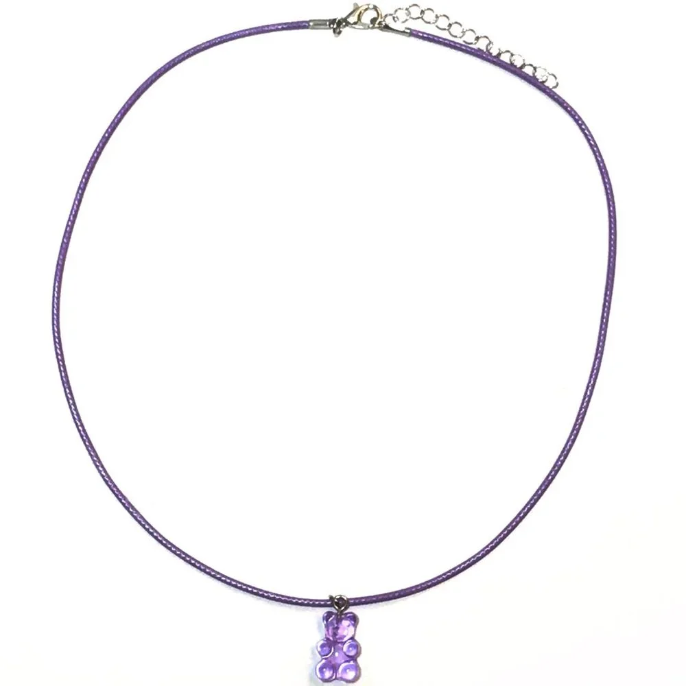 Purple Gummy Bear Charm Necklace - Picture 3 of 4